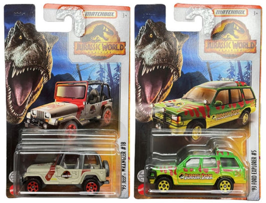 Matchbox - Jurassic World Dominion - Jeep Wrangler & Ford Explorer 2-Piece Set